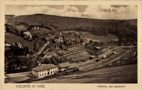 Postcard Stolberg im Harz, Tyratal, train station
