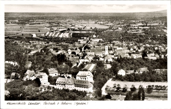 Postcard Sasbach in the Ortenau region; aerial photograph, Lender boarding school