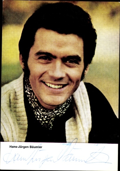 Postcard actor and figure skater Hans-Jürgen Bäumler, portrait, ZDF, autograph