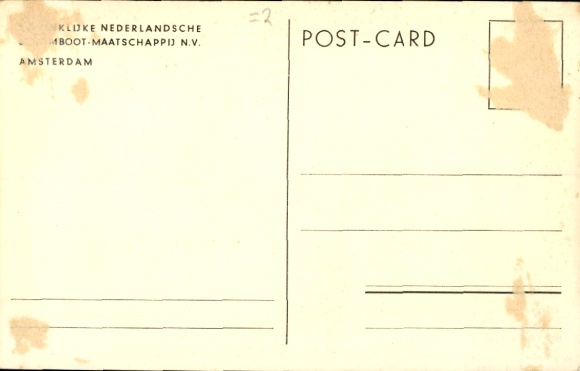 Postcard steamer MS Colombia, Royal Netherlands Steamship Co., Ijmuiden