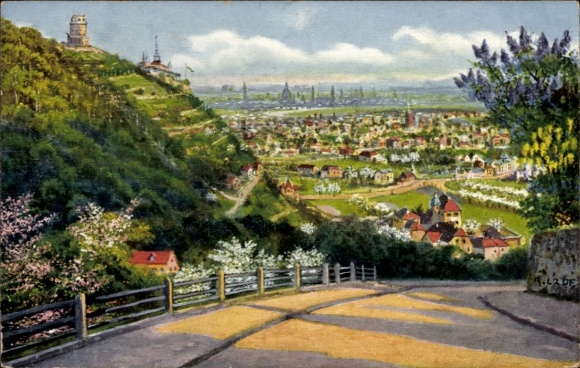 Artysta KP Lößnitz Radebeul Saksonia, widok na Drezno