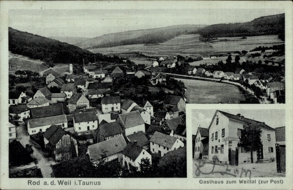Ak Rod an der Weil Weilrod im Taunus, algemeen beeld, Gasthaus zum Weiltal, Zur Post