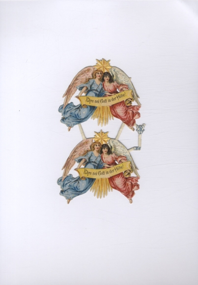 Oblate Block of 2 Angels "Glory to God in the highest!", approx. 15.5 x 9 cm