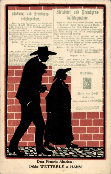 Artists Postcard Waltz, Hansi, Wanted poster and confiscation of assets, L'Abbe Wetterle et Hansi