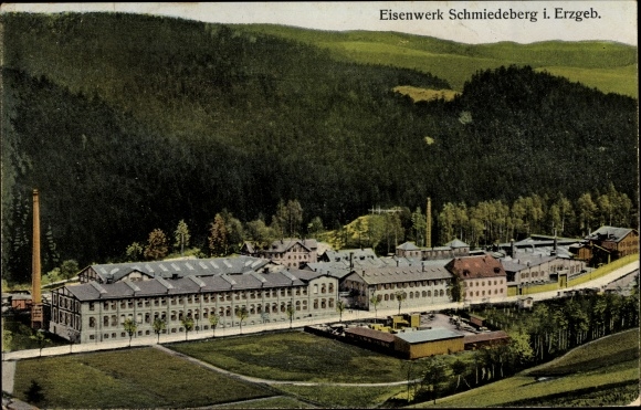 Postcard Schmiedeberg Dippoldiswalde in the Ore Mountains, iron works