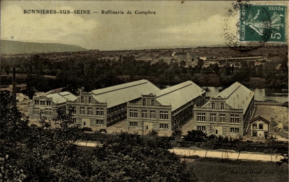 Postcard Bonnières sur Seine Yvelines, camphor refinery