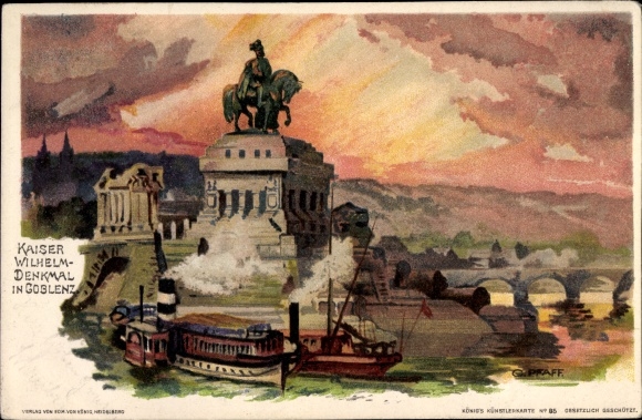 Artist Chromo-Litho Pfaff, C., Koblenz, view from the Kaiser Wilhelm monument
