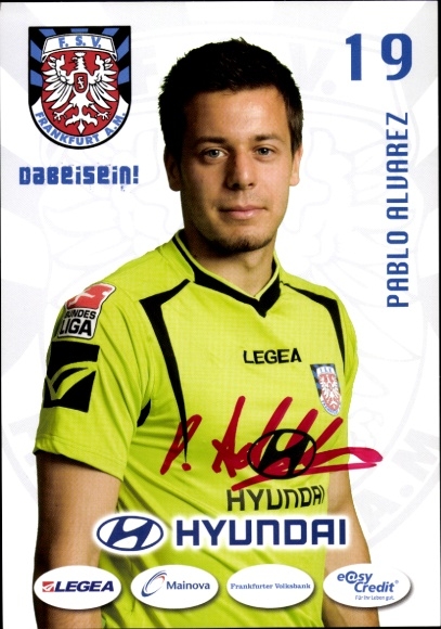 Autogrammkarte Fußballer Pablo Alvarez, FSV Frankfurt, Autogramm