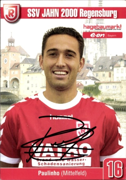 Autograph card footballer Paulinho, SSV Jahn Regensburg, autograph