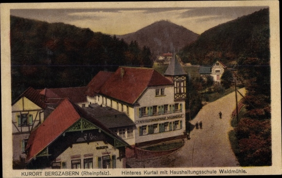 Postcard Bad Bergzabern on the Palatinate Wine Route, Hinteres Kurtal, Waldmühle home economics school