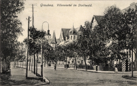 Ak Graudenz Westpreußen, Villenviertel im Stadtwald