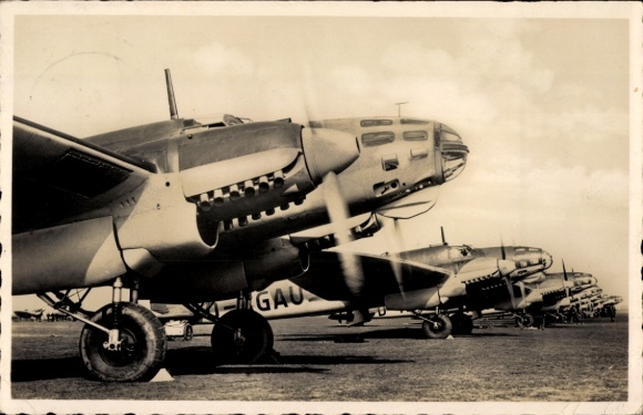 Postcard German Air Force, Heinkel fighter aircraft He 111