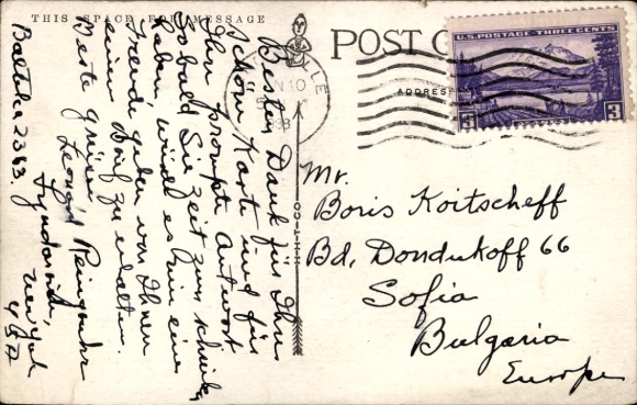 Postcard North American ethnic types, man with plume