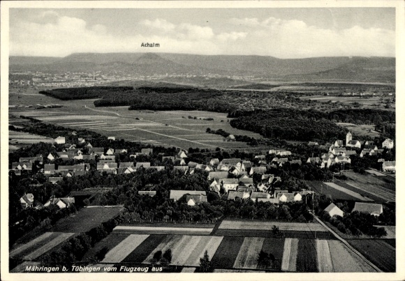 Postcard Mähringen Kusterdingen in Württemberg, aerial photograph, Mähringen, Tübingen, Achalm, rural surroundings
