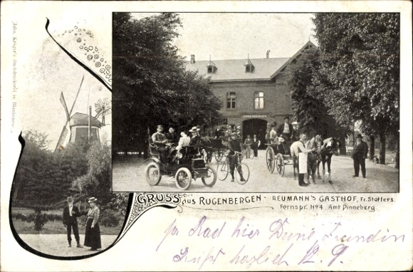 Ak Rugenbergen Bönningstedt in Sleeswijk Holstein, Reumann's Gasthof, windmolen