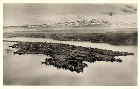 Postcard Insel Reichenau Bodensee, Säntisblick, aerial photograph