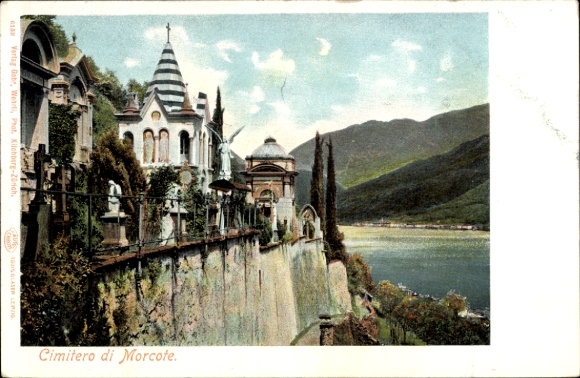 KP Morcote Lake Lugano Canton Ticino, Cmentarz, Krajobraz, Góry, Woda