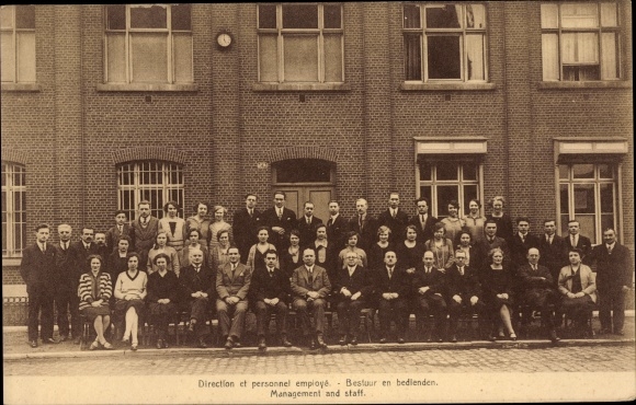 Postcard Bruxelles Brussels, Direction et personnel employe, Societe Anonyme Flandria, group photo