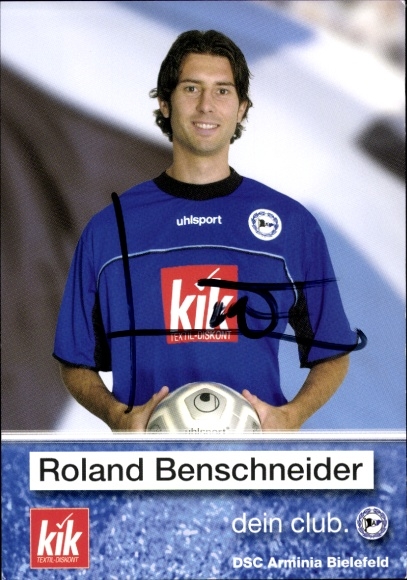Autograph card footballer Roland Benschneider, DSC Arminia Bielefeld, autograph
