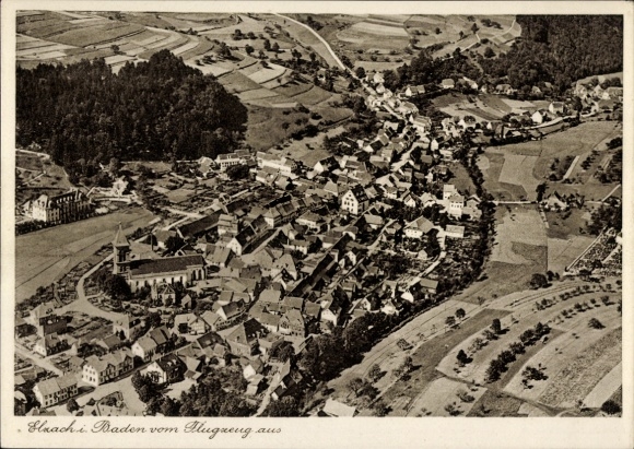 Postcard Elzach in the Black Forest Baden, aerial photograph
