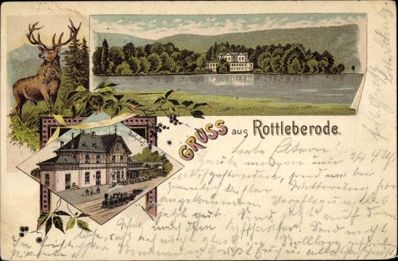 Postcard Rottleberode Südharz, train station