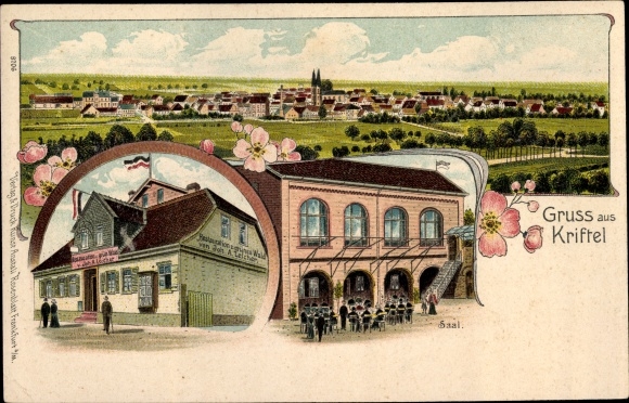 Chromo-Litho Kriftel in Taunus Hessen, restoration, hall, total view