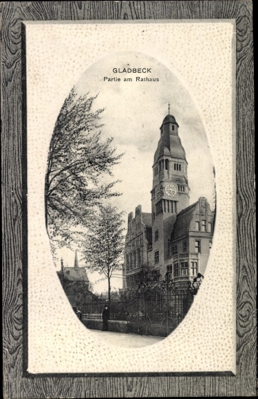 Embossed passepartout PC Gladbeck in the Ruhr area, lot at the town hall