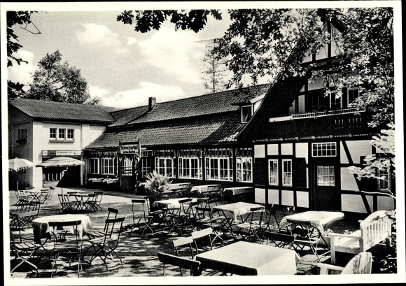 Postcard Liebenau on the Weser, garden of the Waldgaststätte Schweizerlust