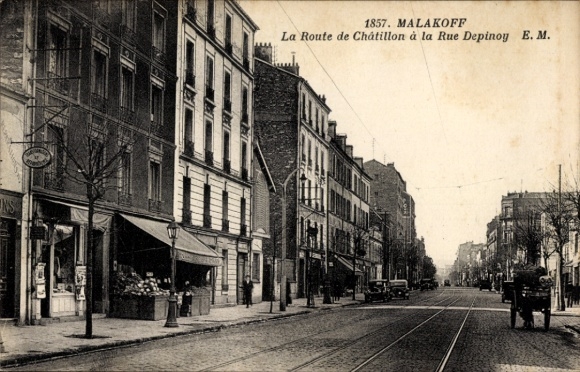 Ak Malakoff Hauts de Seine, La Route de Chatillon a la Rue Depinoy