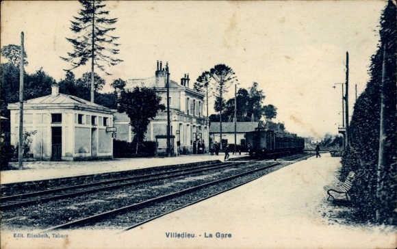 Ak Villedieu Maine et Loire, Gare