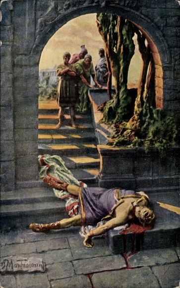 Artist Postcard Mastroianni, Domenico, Scene from Quo Vadis, Nero's Death