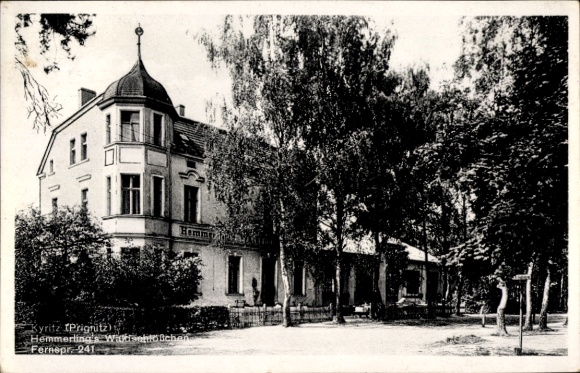 Postcard Kyritz in the Prignitz, Hemmerling's Waldschlößchen, large trees, buildings