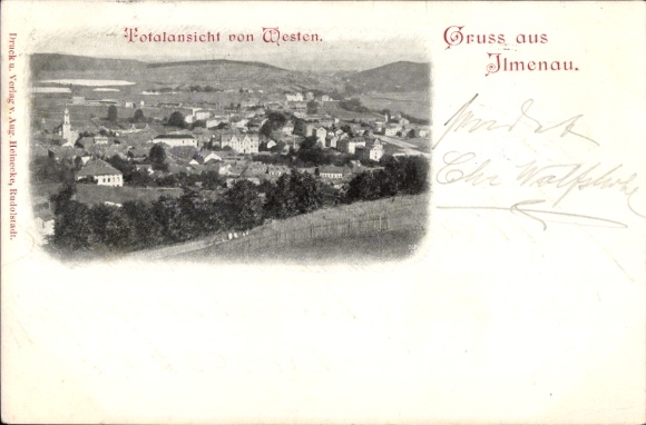 Postcard Ilmenau in Thuringia, total view from the west, greeting from landscape photo