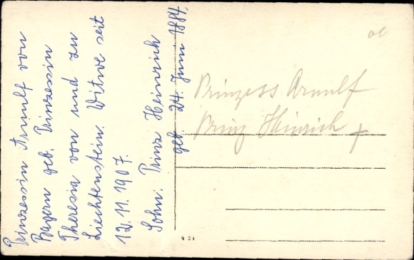 Photo Postcard Princess Arnulf of Bavaria, Theresia of Liechtenstein, son Prince Heinrich
