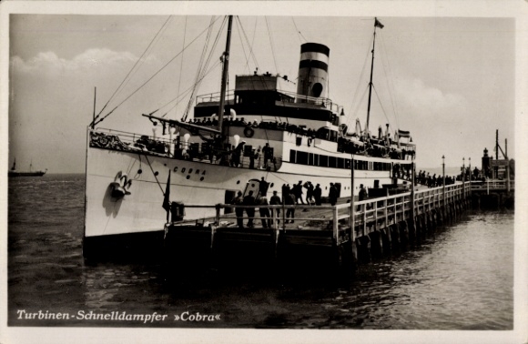 Postcard HAPAG steamer Cobra, seaside resort service