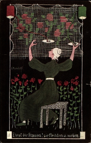 Artist PC Kreidolf, Ernst, Honor the women, they braid and weave