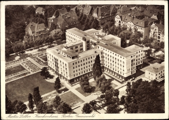 KP Berlin Wilmersdorf Grunewald, Szpital Marcina Lutra, Caspar Theyss Straße 27, zdjęcie lotnicze