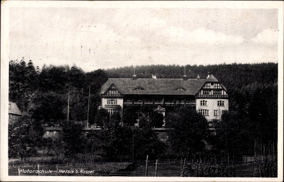 PC Helsa near Kassel, motor school, exterior view, trees