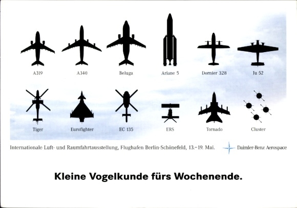 Birdwatching for the weekend, aircraft silhouettes, aviation exhibition, Daimler Benz Aerospace