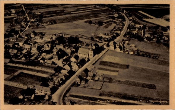 Postcard Neustadt am Rennsteig Thuringia, aerial photograph