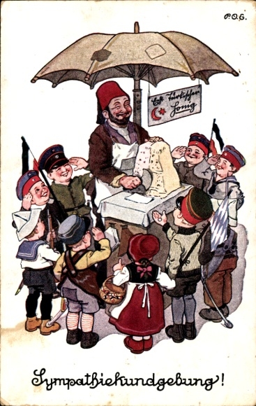 Artist Postcard Engelhard, POE, sympathy rally, Turk, Turkish honey, children