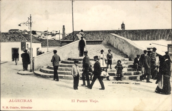 PC Algeciras Andalusia, front shows a bridge, people, cityscape, atmosphere