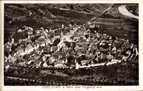 Postcard Eibelstadt in Lower Franconia, aerial photograph