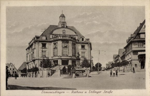 Ak Donaueschingen im Schwarzwald, Rathaus, Dillinger Straße