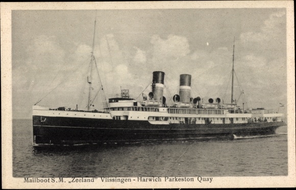 KP Vlissingen Zeeland Holandia, Mailboot SM Zeeland, Harwich Parkeston Quay