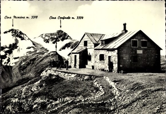 Postcard Val Zebru Valfurva Lombardia, Rifugio V Alpini, Cima Manrina, Cima Confinale