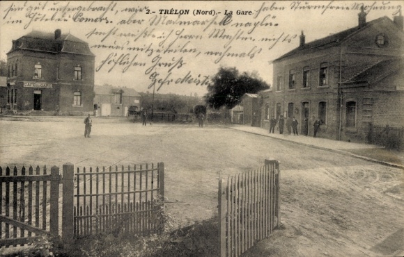 Postcard Trelon Nord, Bahnhof