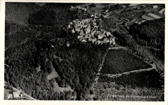 Postcard Fürstenberg Lichtenfels in Northern Hesse, aerial photograph