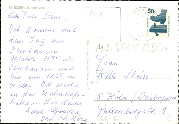Ansichtkaart Essen in het Ruhrgebied, Baldeneysee, passagiersschip Stadt Essen