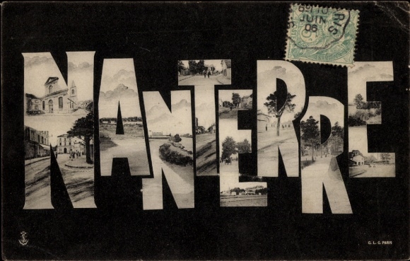 Ak Nanterre Hauts de Seine,  mit dem Wort 'NANTERRE', Bilder von Landschaften, Herzsymbol